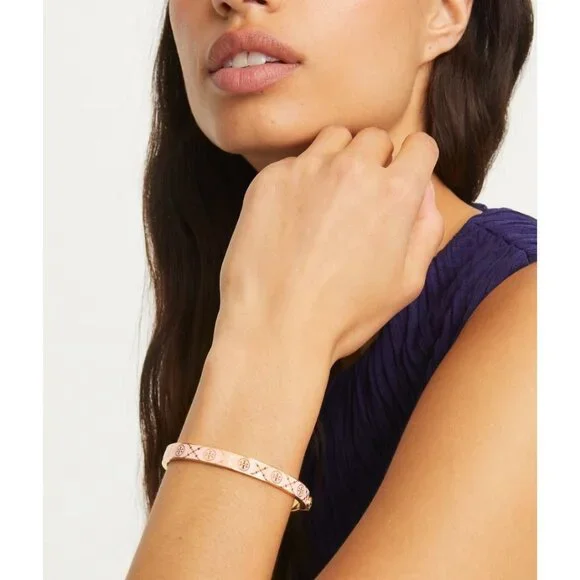 Tory Burch T-Monogram Bangle Bracelet & Huggie Earring Set - Picture 5 of 7